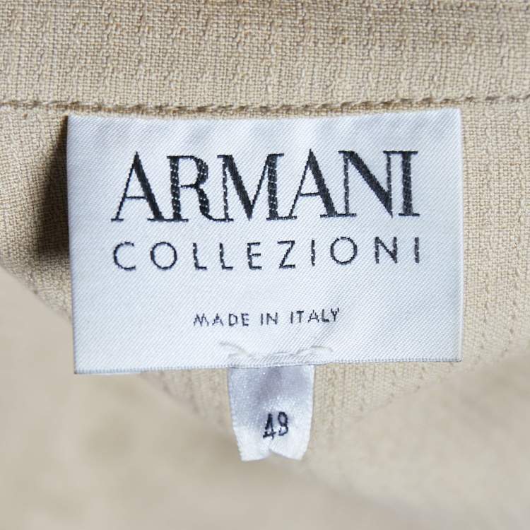 Pre Owned Armani Collezioni Beige Linen & Cotton Belted Short Coat L