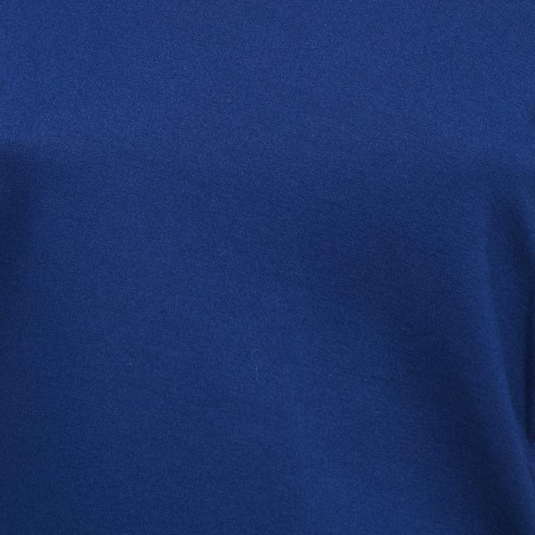Pre Owned Armani Collezioni Blue Knit Braid Detail Midi Dress M