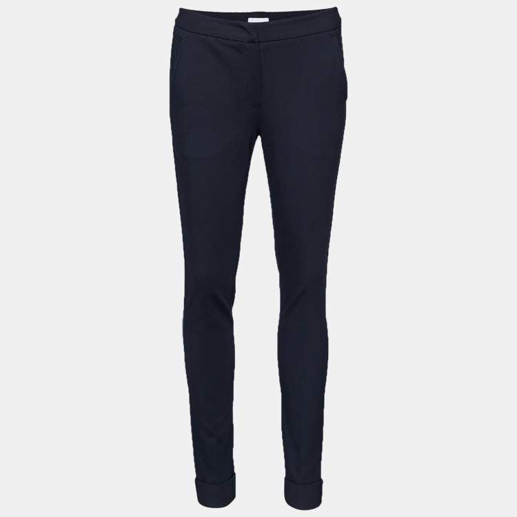 Pre Owned Armani Collezioni Navy Blue Knit Tapered Leg Pants XS