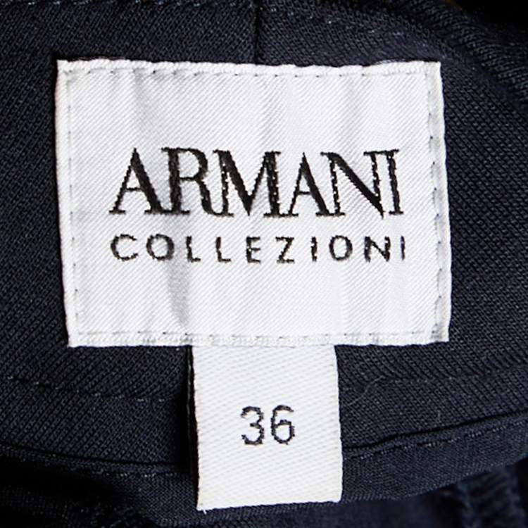 Pre Owned Armani Collezioni Navy Blue Knit Tapered Leg Pants XS