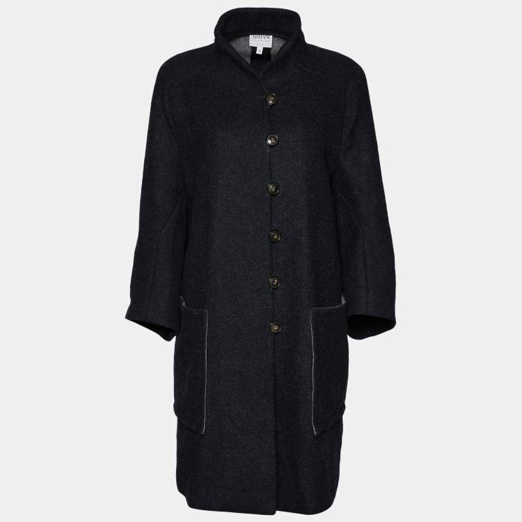 Pre Owned Armani Collezioni Grey Wool & Cashmere Button Front Coat M