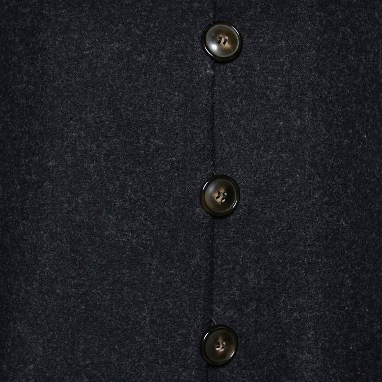 Pre Owned Armani Collezioni Grey Wool & Cashmere Button Front Coat M