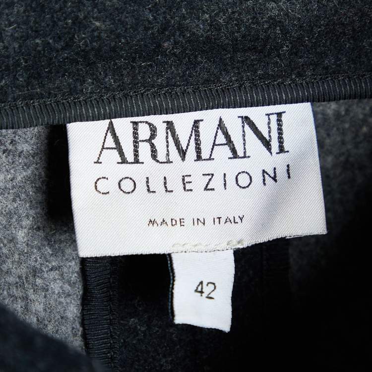 Pre Owned Armani Collezioni Grey Wool & Cashmere Button Front Coat M