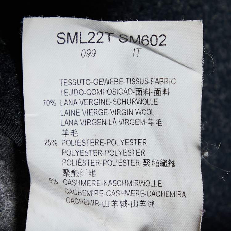 Pre Owned Armani Collezioni Grey Wool & Cashmere Button Front Coat M