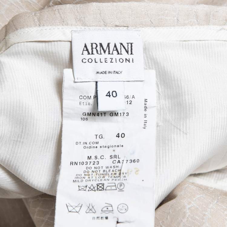 Pre Owned Armani Collezioni Beige Jacquard Pencil Skirt S