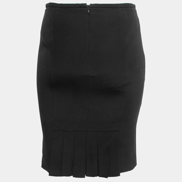 Pre Owned Armani Collezioni Black Crepe Knee Length Skirt S