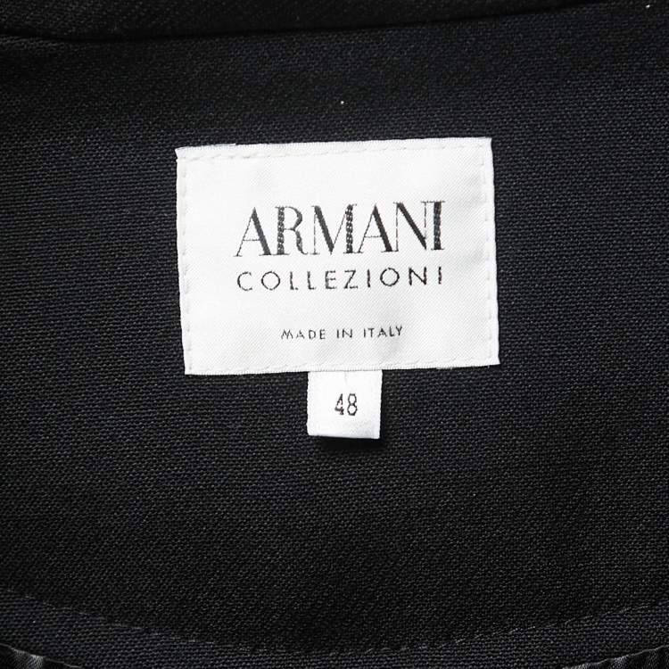 Pre Owned Armani Collezioni Vintage Black Wool Buttoned Long Overcoat L