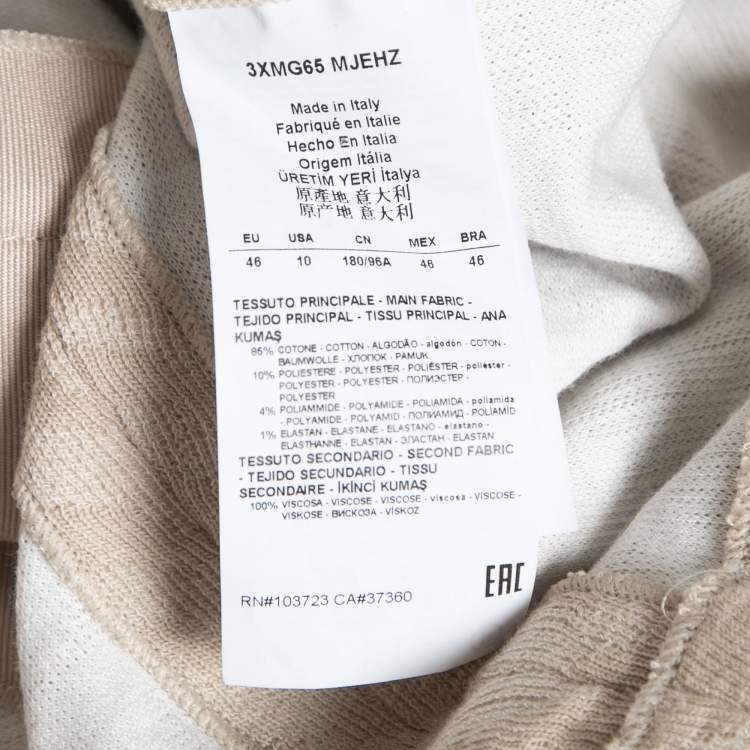 Pre Owned Armani Collezioni Beige Textured Knit Roundneck Jacket L