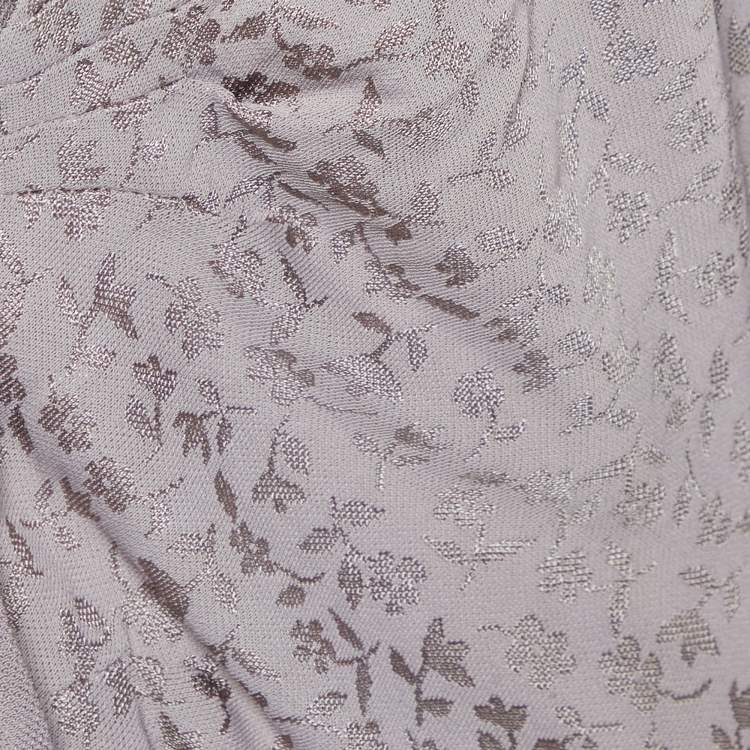 Pre Owned Armani Collezioni Light Lavender Floral Jacquard Knit Tie Front Shrug L