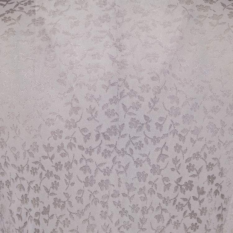 Pre Owned Armani Collezioni Light Lavender Floral Jacquard Knit Tie Front Shrug L