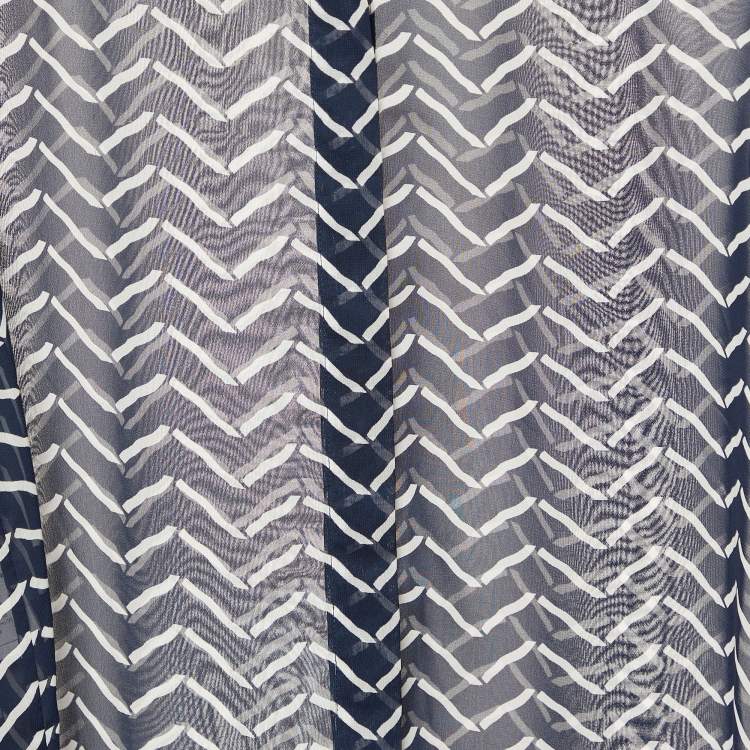 Pre Owned Armani Collezioni Navy Blue Printed Silk Blend Shirt L