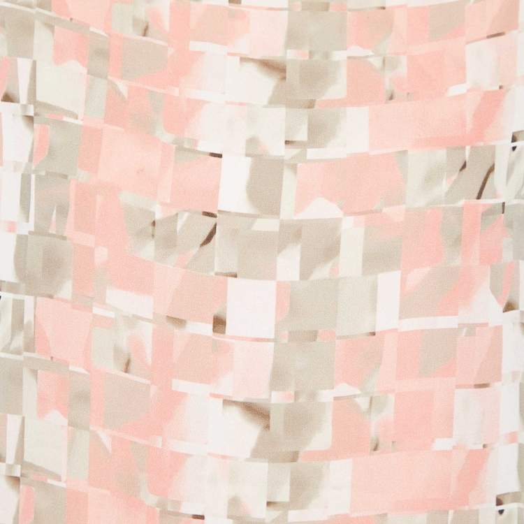 Pre Owned Armani Collezioni Peach Printed Silk Shift Dress M