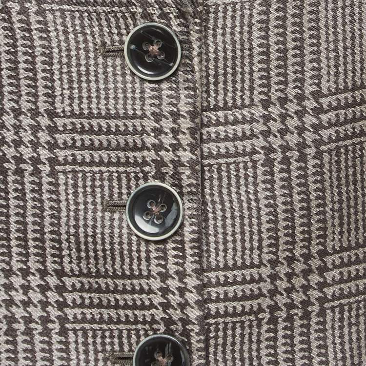 Pre Owned Armani Collezioni Grey Checked Wool Blend Blazer S