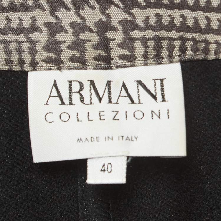 Pre Owned Armani Collezioni Grey Checked Wool Blend Blazer S