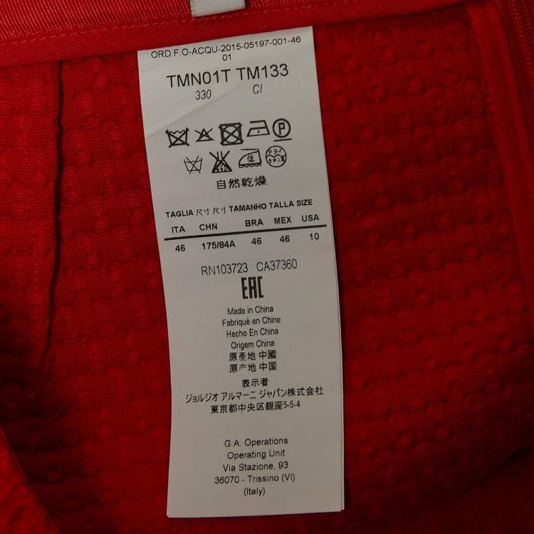 Pre Owned Armani Collezioni Red Knit Skirt and Blazer Set L