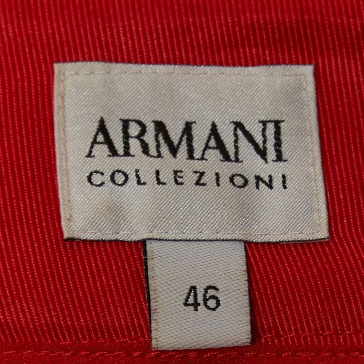 Pre Owned Armani Collezioni Red Knit Skirt and Blazer Set L