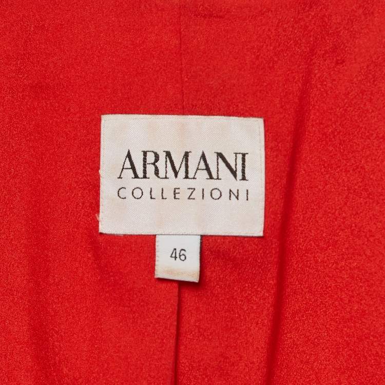 Pre Owned Armani Collezioni Red Knit Skirt and Blazer Set L