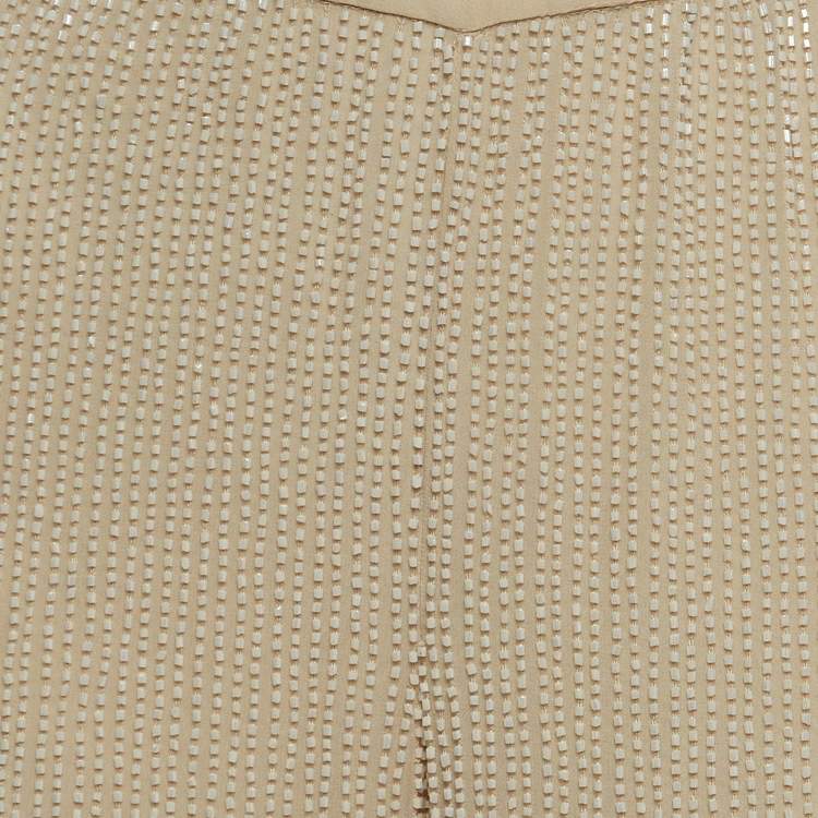 Pre Owned Armani Collezioni Beige Sequin Embellished Wide Leg Pants S