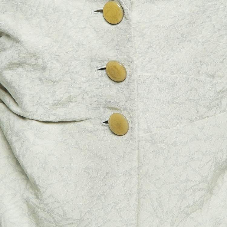 Pre Owned Armani Collezioni Light Grey Jacquard Single Breasted Blazer M