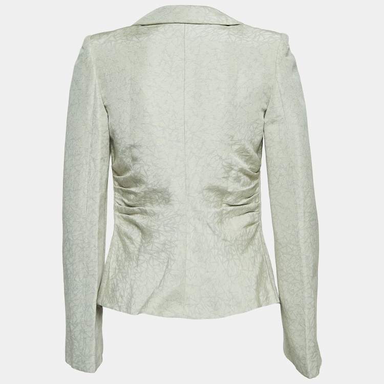 Pre Owned Armani Collezioni Light Grey Jacquard Single Breasted Blazer M