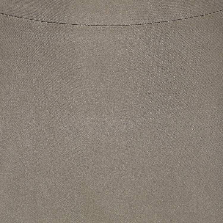 Pre Owned Armani Collezioni Brown Silk Crepe Pencil Skirt M