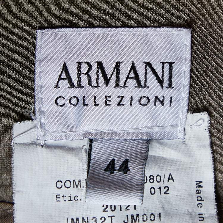 Pre Owned Armani Collezioni Brown Silk Crepe Pencil Skirt M