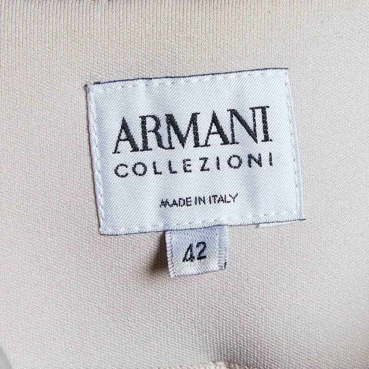Pre Owned Armani Collezioni Beige Colorblock Zip Up Jacket M