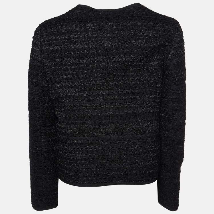 Pre Owned Armani Collezioni Black Tweed Button Front Jacket S