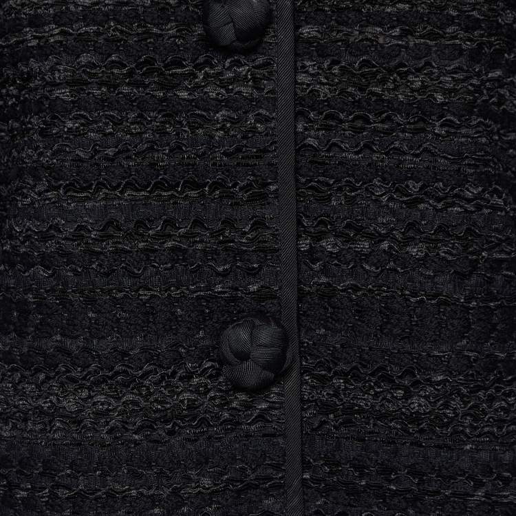 Pre Owned Armani Collezioni Black Tweed Button Front Jacket S