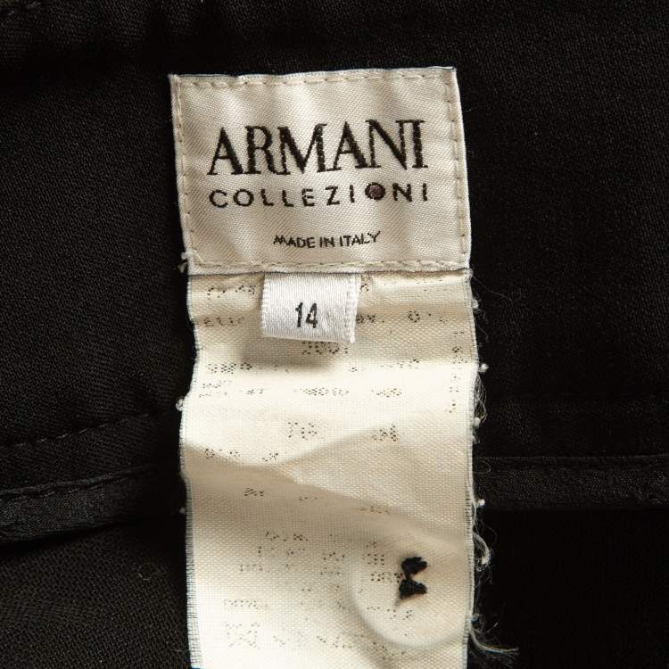 Pre Owned Armani Collezioni Black Gabardine Buttoned Formal Trousers XL