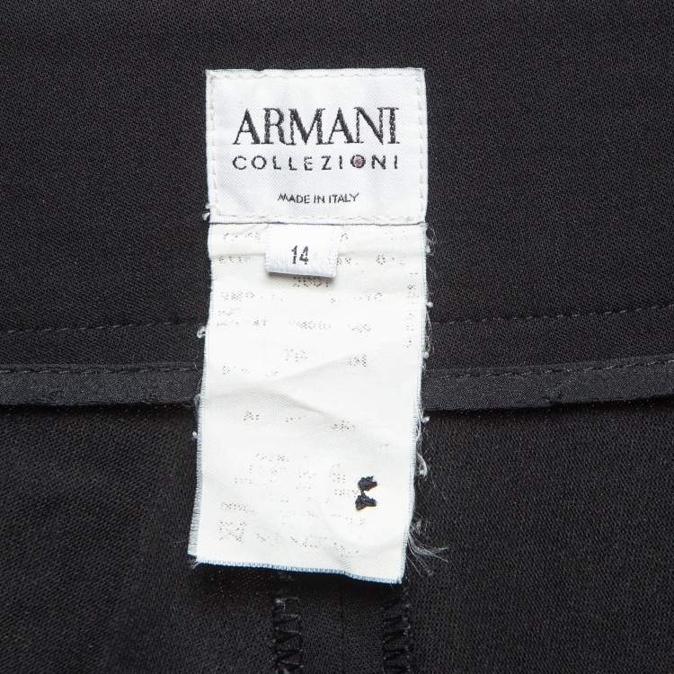 Pre Owned Armani Collezioni Black Gabardine Buttoned Formal Trousers XL