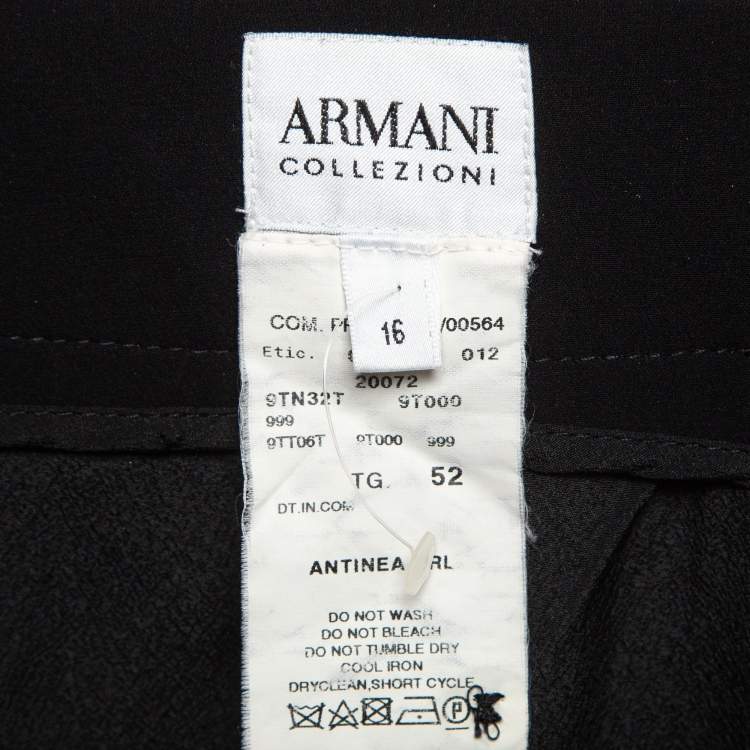 Pre Owned Armani Collezioni Black Silk Formal Pencil Skirt XL