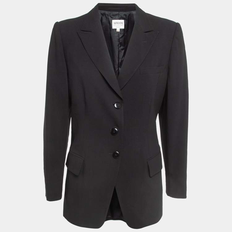 Pre Owned Armani Collezioni Black Gabardine Single Breasted Formal Blazer XL