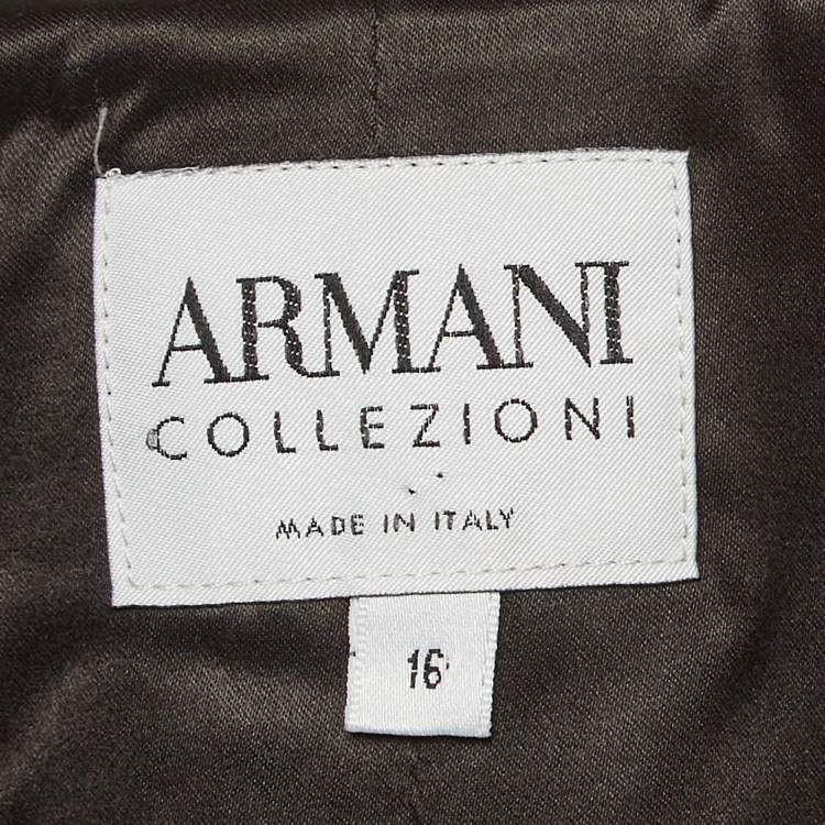 Pre Owned Armani Collezioni Vintage Brown Jacquard Single Breasted Blazer XL