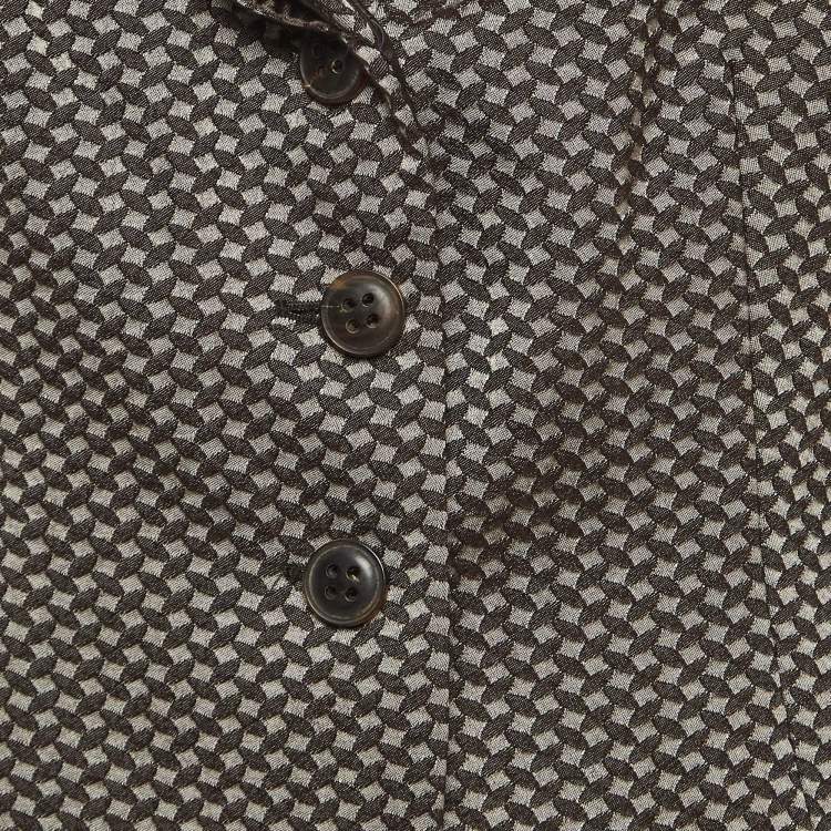 Pre Owned Armani Collezioni Vintage Brown Jacquard Single Breasted Blazer XL