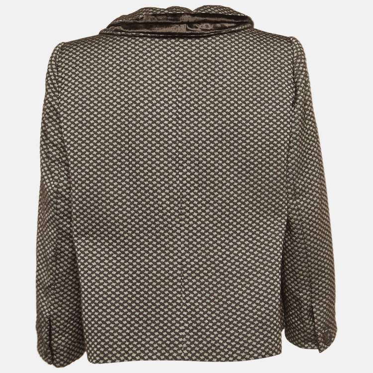 Pre Owned Armani Collezioni Vintage Brown Jacquard Single Breasted Blazer XL