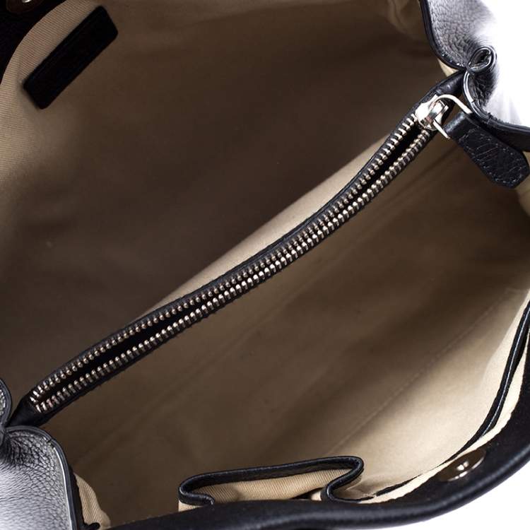 Pre Owned Armani Collezioni Black Leather Tote