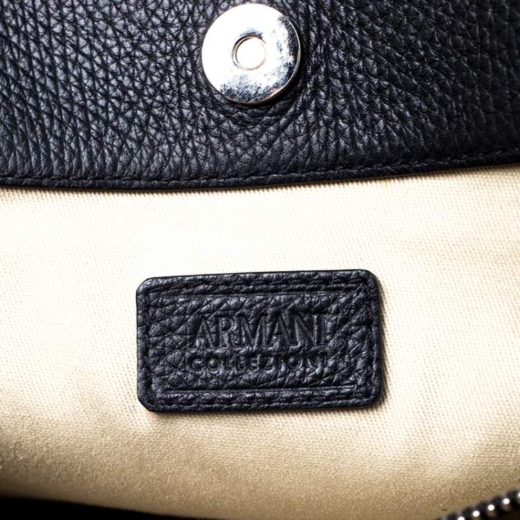 Pre Owned Armani Collezioni Black Leather Tote