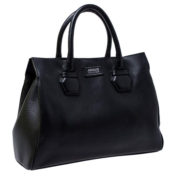 Pre Owned Armani Collezioni Black Leather Tote