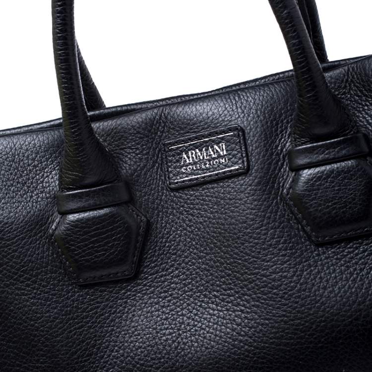 Pre Owned Armani Collezioni Black Leather Tote