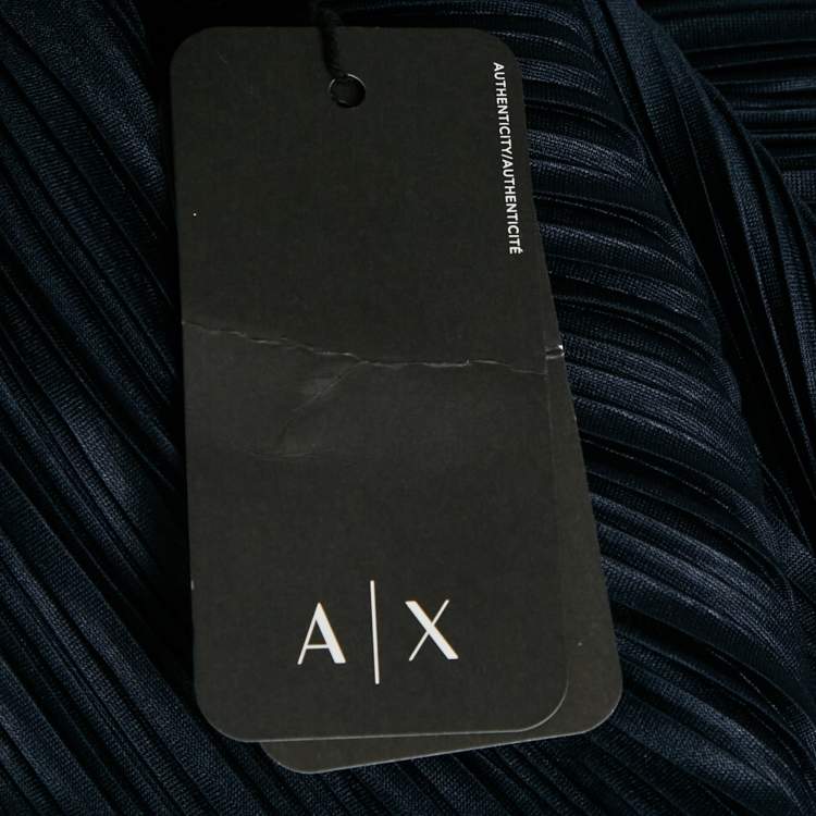 Pre Owned Armani Exchange Navy Blue Plisse Sleeveless Jumpsuit M