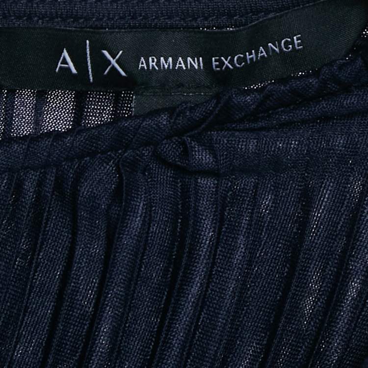 Pre Owned Armani Exchange Navy Blue Plisse Sleeveless Jumpsuit M