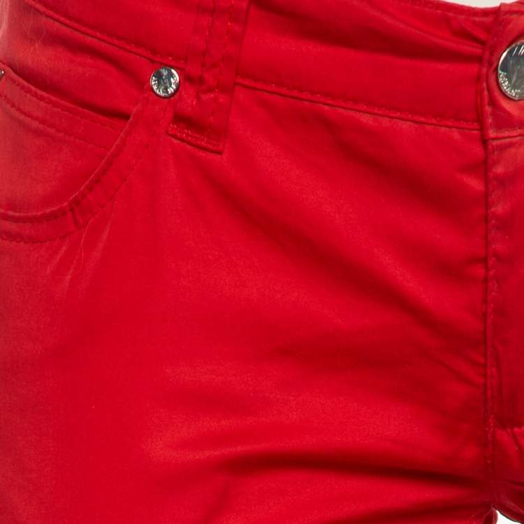 Pre Owned Armani Jeans Red Cotton Slim Fit Pants M/Waist 32"