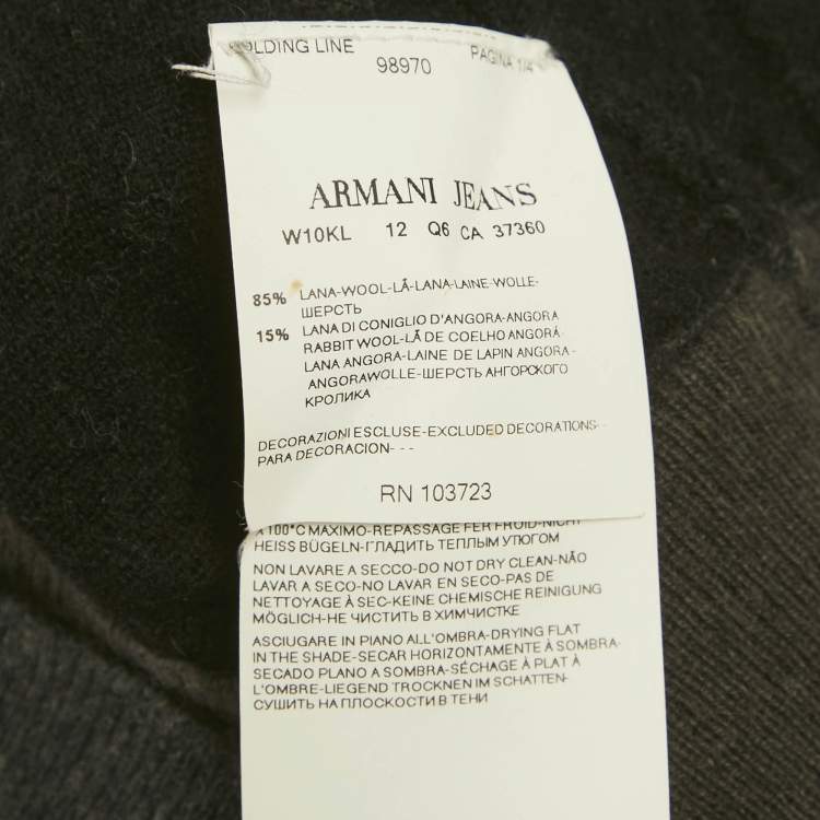 مملوكة مسبقًا Armani Jeans Monochrome Wool V-Neck Sweater M