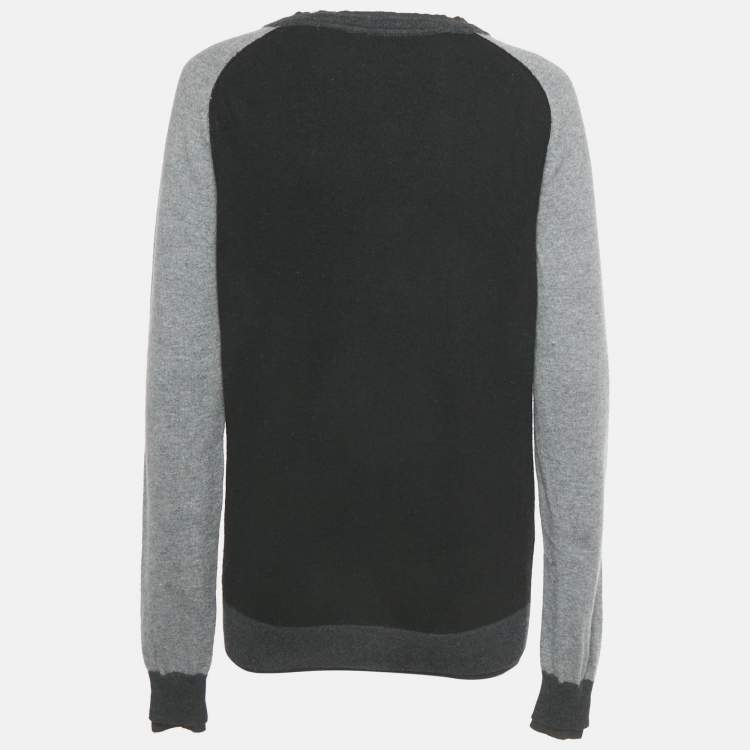 مملوكة مسبقًا Armani Jeans Monochrome Wool V-Neck Sweater M
