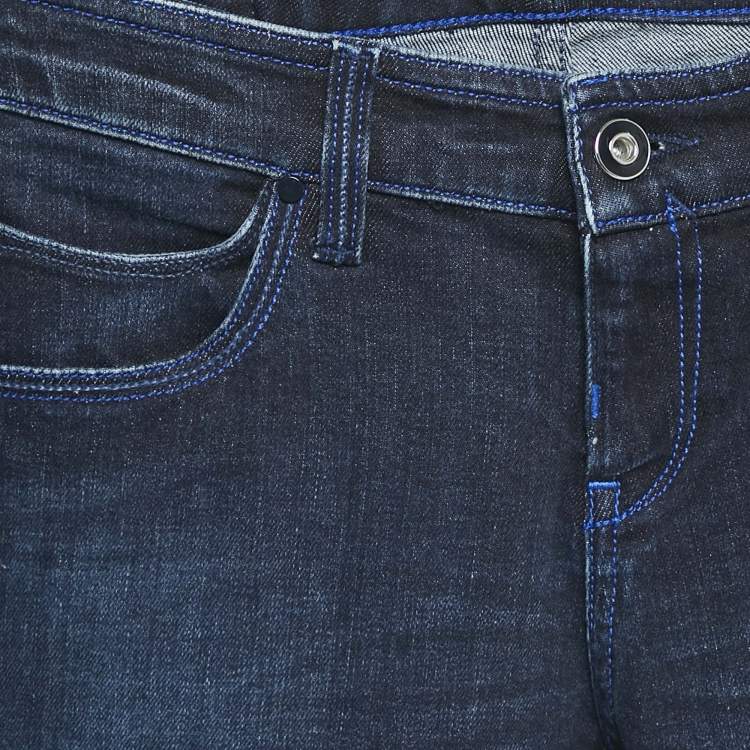 Pre Owned Armani Jeans Navy Blue Faded Denim Skinny Fit J40 Jeans S Waist 27"