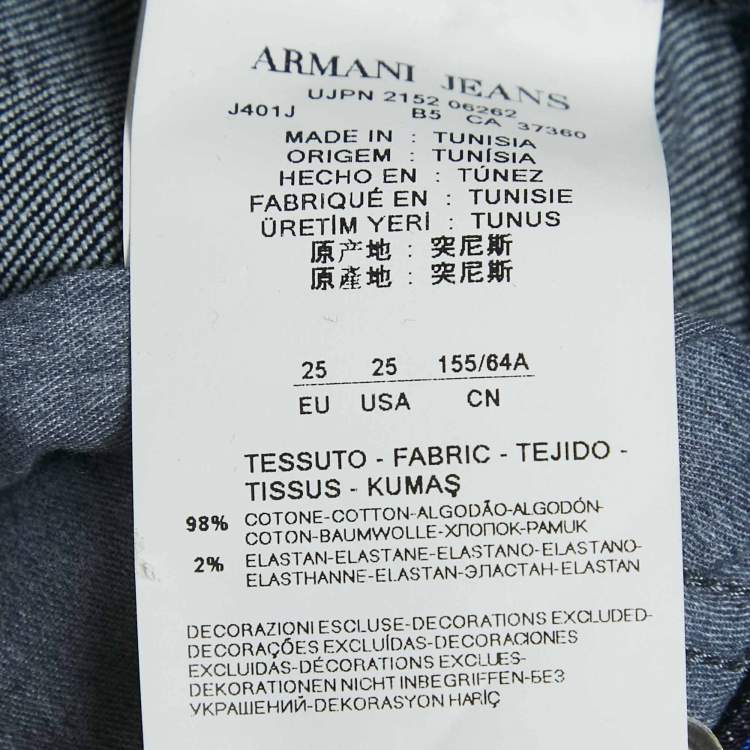 Pre Owned Armani Jeans Navy Blue Faded Denim Skinny Fit J40 Jeans S Waist 27"