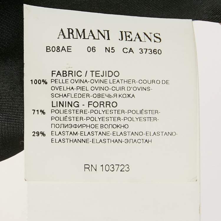 Pre Owned Armani Jeans Olive Green Leather Zip-Up Jacket M