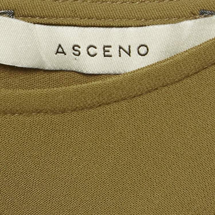 Pre Owned Asceno Olive Green Crepe Sleeveless Long Dress XS