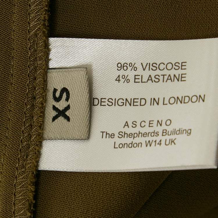 Pre Owned Asceno Olive Green Crepe Sleeveless Long Dress XS